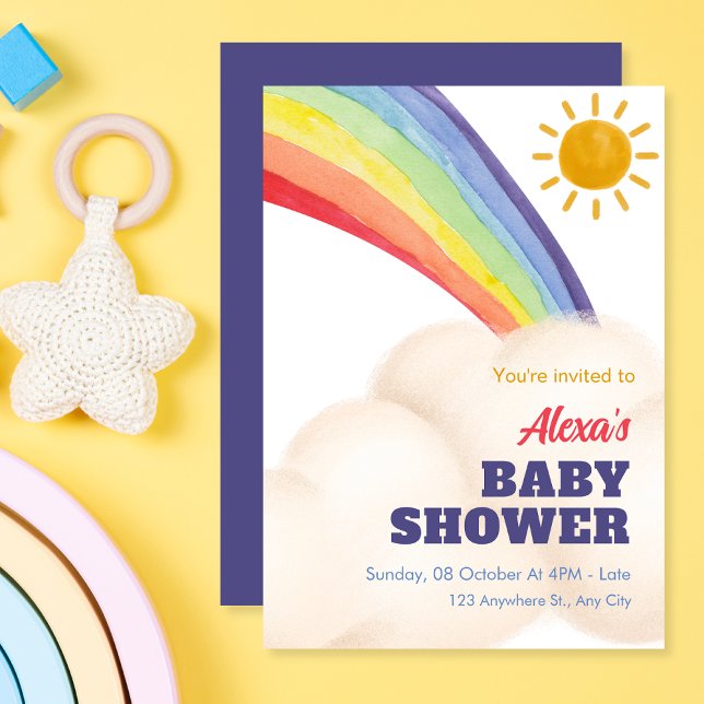 Rainbow sunshine fun baby shower invitation (Creator Uploaded)