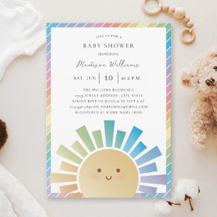 Rainbow Sunshine Gender Neutral Baby Shower Invitation