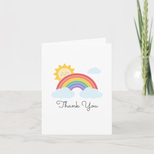 Rainbow Sunshine  Letterpress Thank You Card (Front)