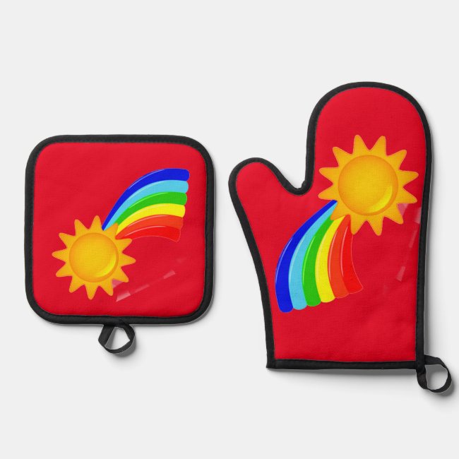 Rainbow Sunshine Oven Mitt and Pot Holder Set