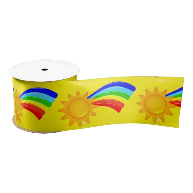 Rainbow Sunshine Pattern Satin Ribbon