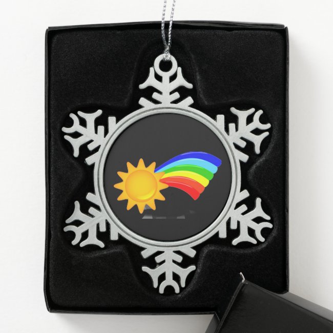 Rainbow Sunshine Pewter Snowflake Ornament