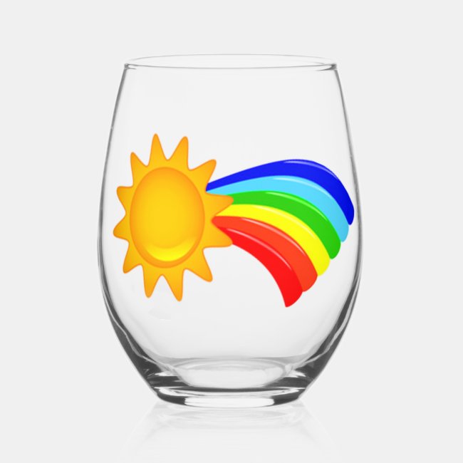 Rainbow Sunshine Stemless Wine Glass