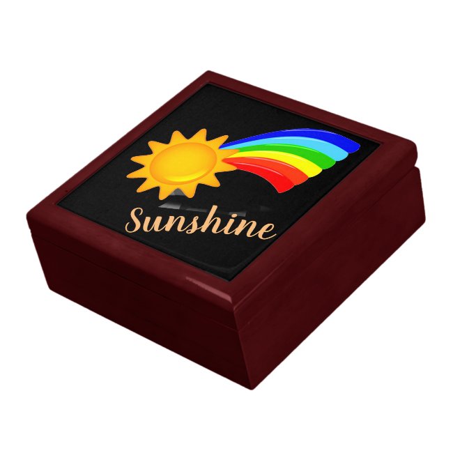 Rainbow Sunshine Wooden Jewelry Keepsake Box