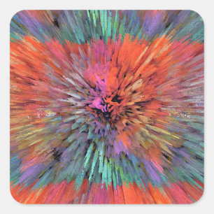Rainbow Supernova Fractal Art Square Sticker