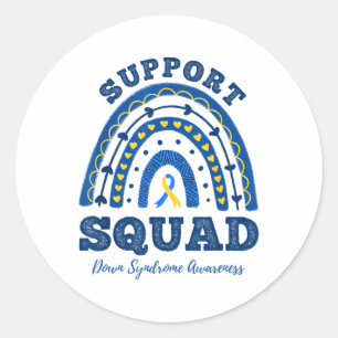Rainbow Support Squad Down Syndrome Awareness Classic Round Sticker