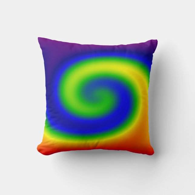 Rainbow Surf Throw Pillow (Front)