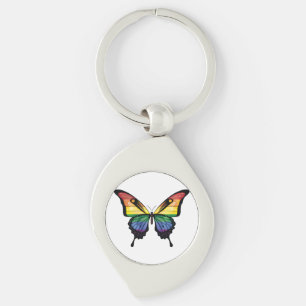 Rainbow Swallowtail Butterfly Flag Keychain