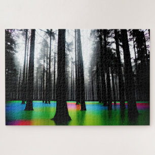 Rainbow Swamp in Black and White Forest Jigsaw Puzzle