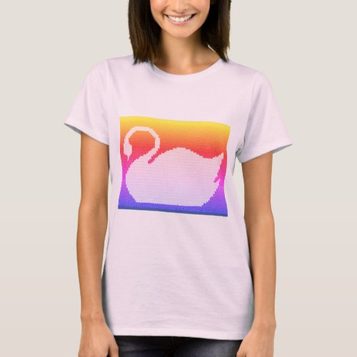 Rainbow Swan Artisan Designer Crochet Print T_Shirt