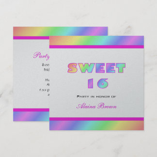 Rainbow Sweet 16 Party Invitation