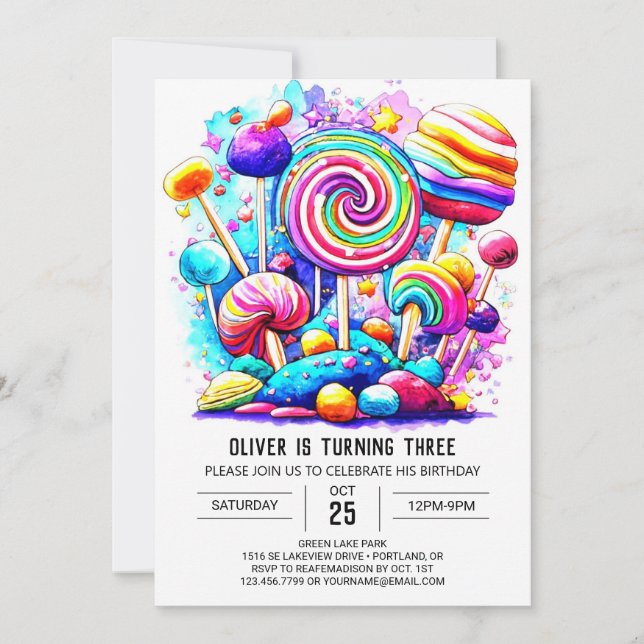 Rainbow Sweet Chocolate Birthday Invitation (Front)