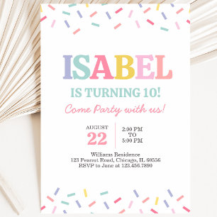Rainbow Sweets Sprinkles Birthday Invitation