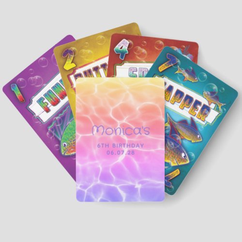 Rainbow Swimming Pool Girly 6th Birthday Go Fish Cards