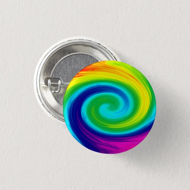 Rainbow Swirl Abstract Art Design Button (Front & Back)