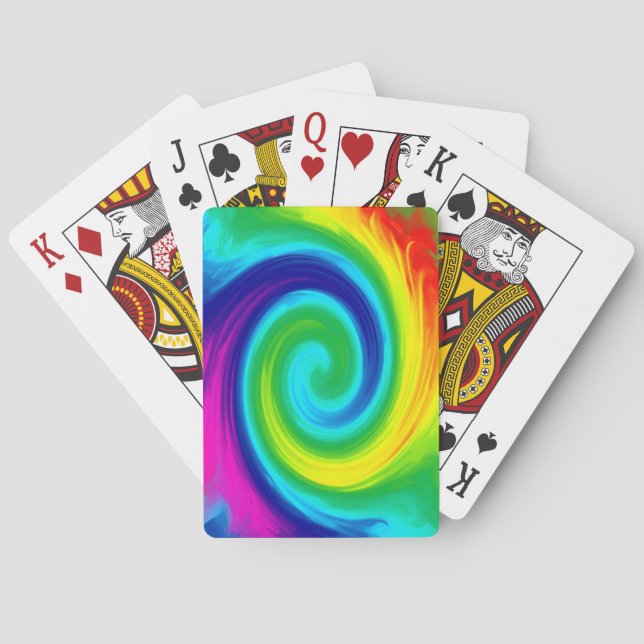 Rainbow Swirl Abstract Art Design Poker Cards (Back)