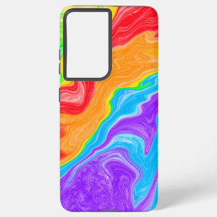 Rainbow Swirl Abstract Fluid Art Samsung Galaxy S21 Ultra Case