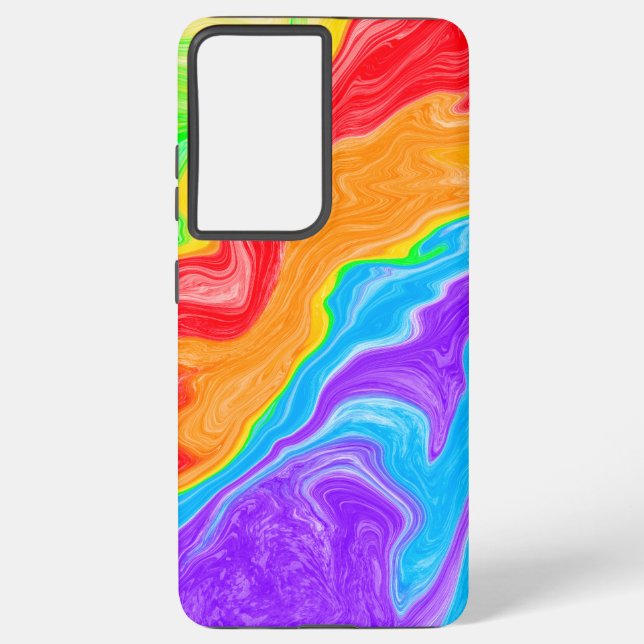Rainbow Swirl Abstract Fluid Art Samsung Galaxy Case (Back)