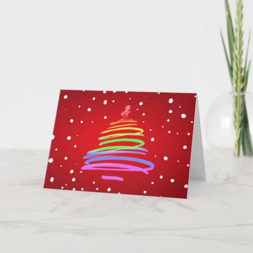 Rainbow Swirl Christmas Tree Greeting Card