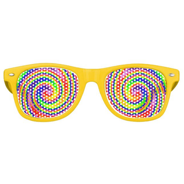 Rainbow Swirl Colorful Cheerful Fun Artistic Retro Sunglasses (Front)