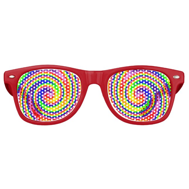 Rainbow Swirl Colorful Cheerful Fun  Retro Sunglasses (Front)