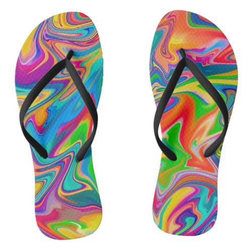 Rainbow swirl flip flops