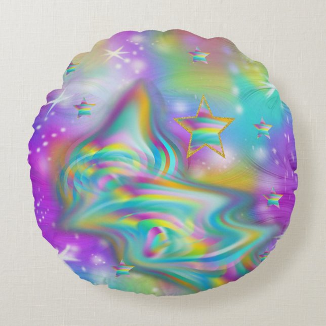 Rainbow Swirl Galaxy Pillow (Front)