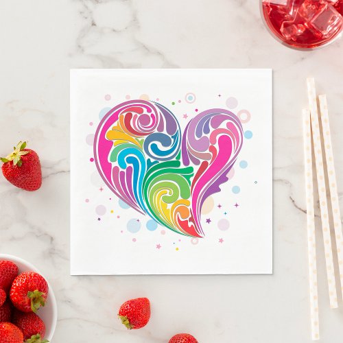 Rainbow Swirl Heart Napkins