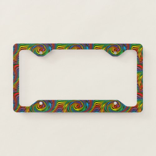 Rainbow Swirl License Plate Frame