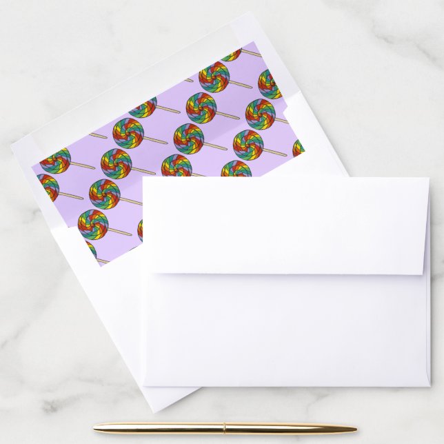 Rainbow Swirl Lollipop Candy Sweet Lollies Envelope Liner (Desk)