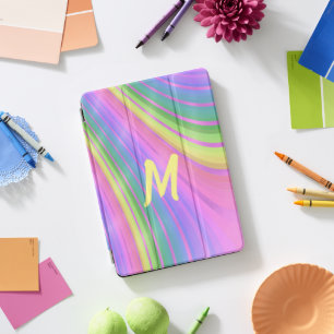 Rainbow Swirl Monogrammed iPad Pro Case
