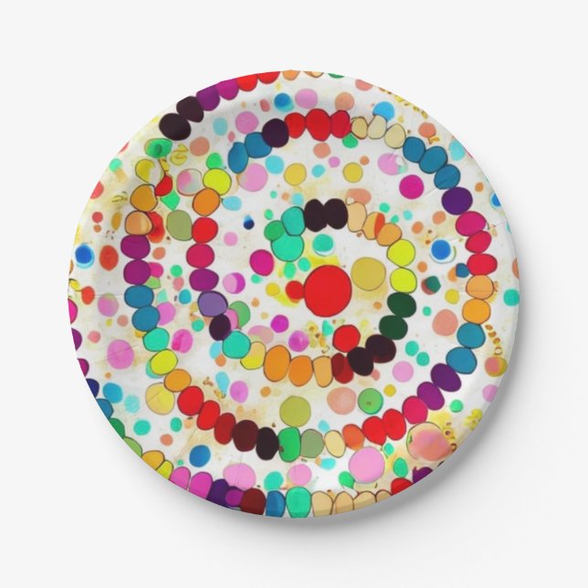 Rainbow Swirl Paper Plates (Front)