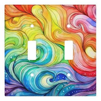 Rainbow Swirl Pattern Light Switch Cover