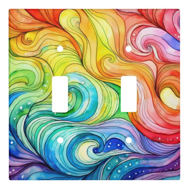 Rainbow Swirl Pattern Light Switch Cover (Front)