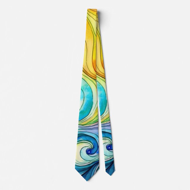 Rainbow Swirl Pattern  Neck Tie (Front)