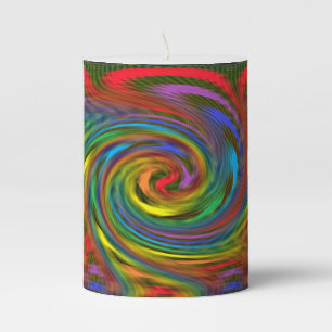 Rainbow Swirl Pillar Candle