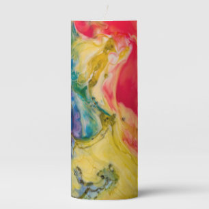 Rainbow Swirl Pillar Candle