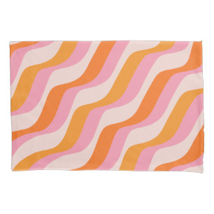 Rainbow Swirl Pink Orange Abstract Retro Sunshine Pillow Case