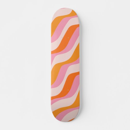 Rainbow Swirl Pink Orange Abstract Retro Sunshine Skateboard