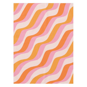 Rainbow Swirl Pink Orange Abstract Retro Sunshine Tablecloth