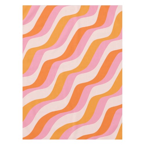 Rainbow Swirl Pink Orange Abstract Retro Sunshine Tablecloth