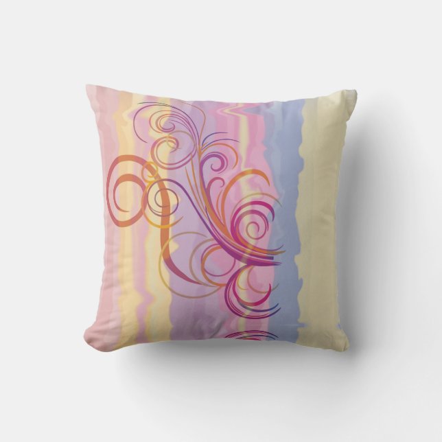 Rainbow Swirl Reversible Throw Pillow (Front)