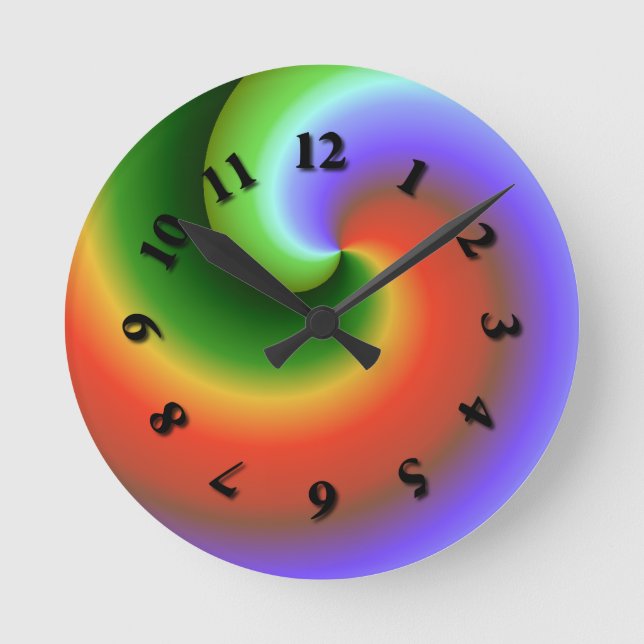 Rainbow Swirl Round Clock (Front)