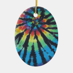 Rainbow Swirl Spiral Tie Dye PhatDyes Ceramic Ornament