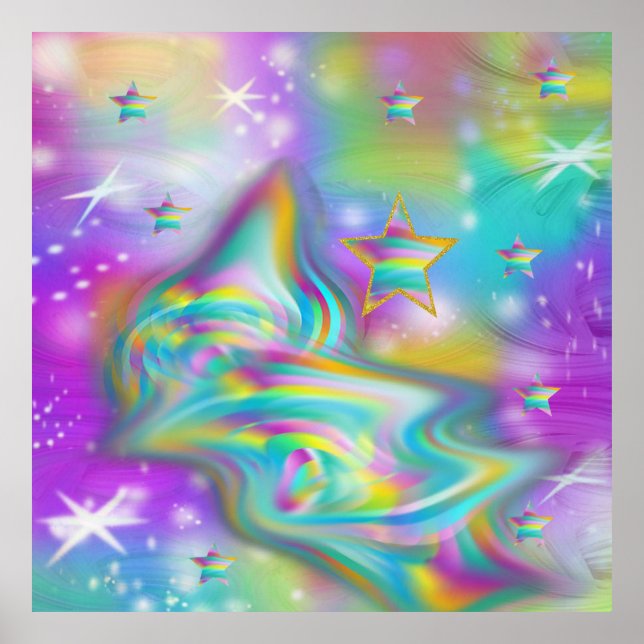 Rainbow Swirl & Stars Poster (Front)