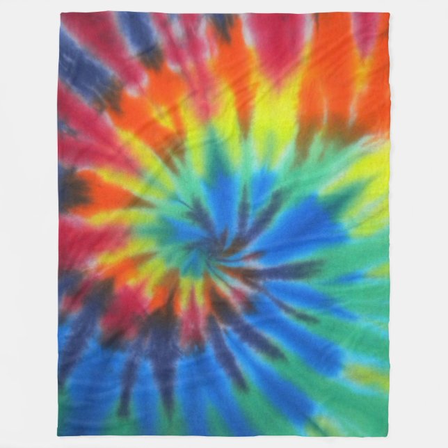 Rainbow swirl tie dye fleece blanket (Front)