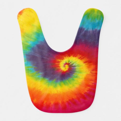 Rainbow Swirl Tie Dye Groovy Cool Colorful Baby Bib