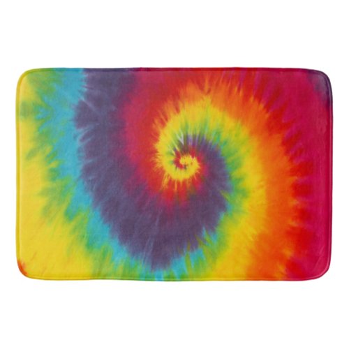 Rainbow Swirl Tie Dye Groovy Cool Colorful Bath Mat