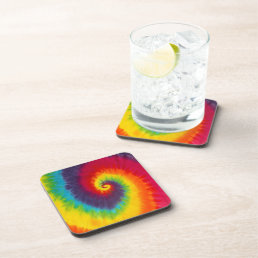 Rainbow Swirl Tie Dye Groovy Cool Colorful Beverage Coaster
