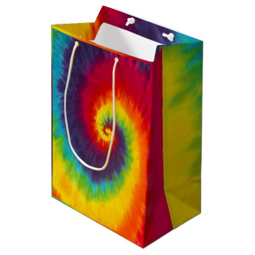 Rainbow Swirl Tie Dye Groovy Cool Colorful Medium Gift Bag